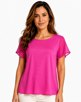 -35% Blusa Gran Sasso Mezza Manica Cotone/Seta Fucsia