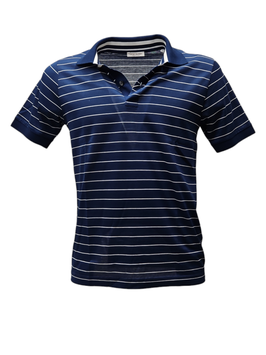 Gran Sasso Polo Uomo  Filo Di Scozia Riga Blu/Bianco