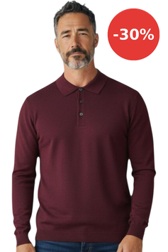 Gran Sasso Polo Uomo Lana Merinos Extra FIne Viola Prugna