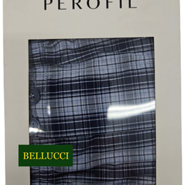 -30% Perofil Boxer Gelion Cotone Con Bottoni  Quadro Blu 2