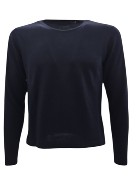 Maglione Donna a Girocollo in Lana Merino Irrestrigibile Blu Notte