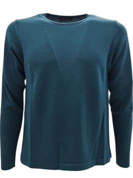 Maglione Donna a Girocollo in Lana Merino Irrestrigibile Verde Ottanio