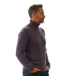 -50% Dolcevita Uomo Lana Seta Doppio Filo Viola