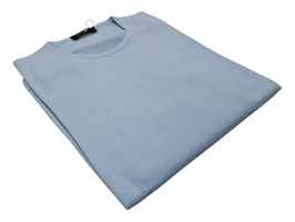 Maglione Donna a Girocollo in Lana Merino Irrestrigibile Lavorata Celeste Polvere