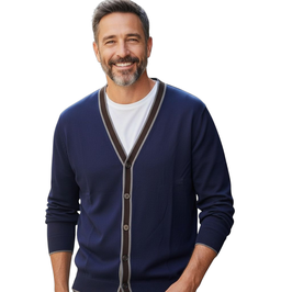 Gran Sasso Cardigan Slim Fit Lana Merinos Extra Fine Con I profili in contrasto