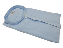-40% Camicia in puro lino lavato Ingram – collo alla coreana Celeste Molto Chiaro