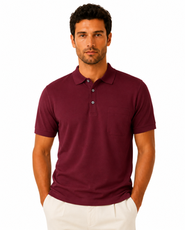 Gran Sasso Polo Bordeaux con taschino in Filo di Scozia