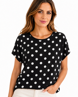 -30% Gran Sasso Maglietta Donna Giroscollato  Pois  Nero/Bianco