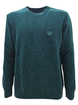 Maglione Uomo Girocollo in Lambswool Verde Brillante Melange