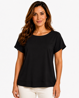 -30% Blusa Gran Sasso Mezza Manica Nero Seta/Viscosa