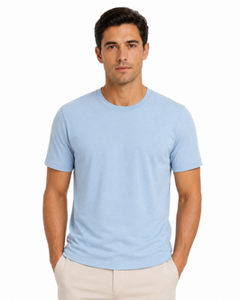 Gran Sasso Filo di Scozia T-Shirt Mezza Manica Celeste