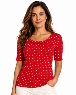 -40% Gran Sasso Maglietta Donna Girocollo Pois Rosso/Bianco