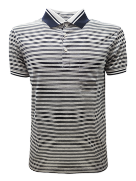 Gran Sasso Polo Uomo Riga Blu/Grigio/Bianco