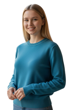 -30% Gran Sasso Donna Girocollo Basic in Cashmere E Lana Petrolio