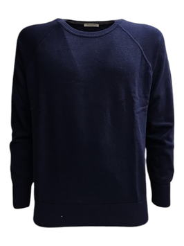 Maglione Girocollo Raglan Cashmere e Lana Blu Notte