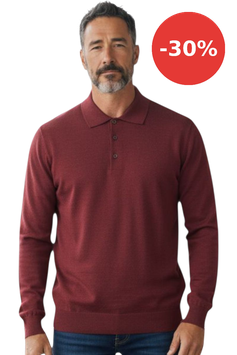 Gran Sasso Polo Uomo Rosso Melange Lana Merinos Extra FIne