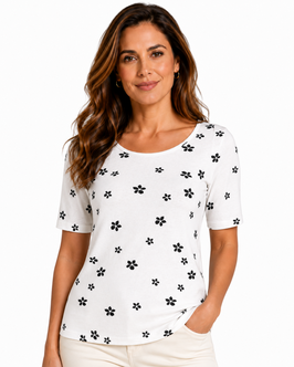 -30% Gran Sasso Maglietta A Fiori Bianco/Blu