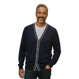 Gran Sasso Cardigan Slim Fit Lana Merinos Extra Fine Con I profili in contrasto