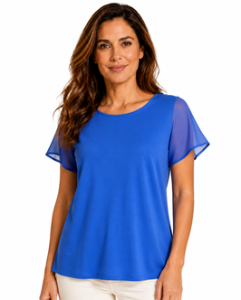 -35% Blusa Gran Sasso Mezza Manica Cotone/Seta Blu