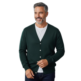 Gran Sasso Cardigan Verde Scuro Slim Fit Lana Merinos Extra Fine