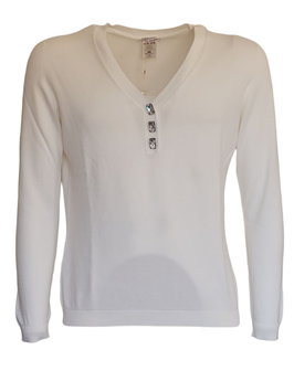 Fine Collezione Gran Sasso Donna Pullover Cotone Con Cristalli