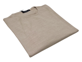 Maglione Donna a Girocollo in Lana Merino Irrestrigibile Beige Sabbia Melange