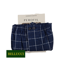 -30% Perofil Boxer Gelion Cotone Con Bottoni  Quadro Blu 1