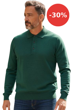 Gran Sasso Polo Uomo Lana Merinos Extra FIne Verde Melange