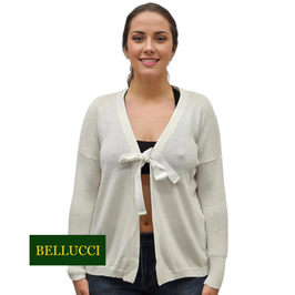 Gran Sasso Donna Cardigan Manica Lunga c/Gros Crain bianco
