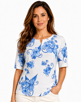 -30% Blusa Gran Sasso Mezza Manica Bianco/Turchese