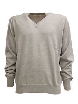 Gran Sasso Maglione Pullover Beige Lana Merinos Extra Fine Vestibilità Classica