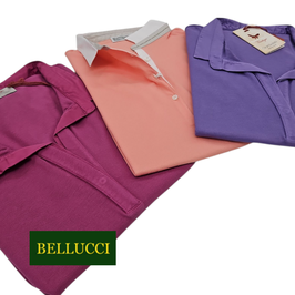 Fine Collezione Gran Sasso Polo Donna Piquet Swarovski Rosa Pesca