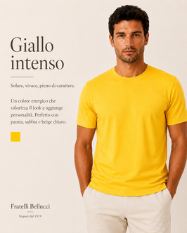 Fratelli Bellucci Filo di Scozia T-Shirt Mezza Manica Giallo Senape