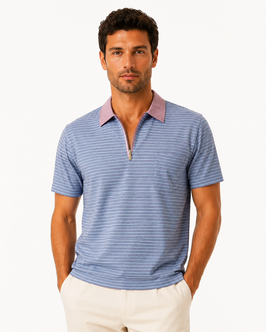 Gran Sasso Polo Uomo Zip Filo Di Scozia Riga
