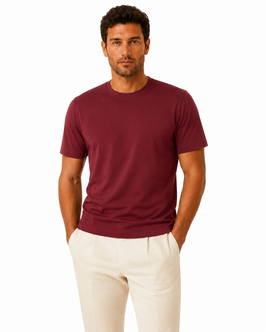 Gran Sasso Filo di Scozia T-Shirt Mezza Manica Bordeaux