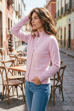 Fine Collezione Gran Sasso Donna Cardigan Bottoni Cotone Rosa