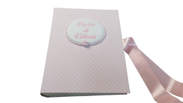 ALBUM FOTOGRAFICO IN COTONE A POIS ROSA O CELESTE