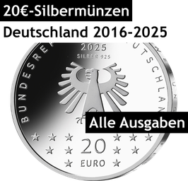 20-Euro-Silbermünzen 2016-2025 Motiv nach unserer Wahl