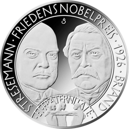 35-Euro-Silbermünze 2026 "100 JAHRE FRIEDENSNOBELPREIS FÜR GUSTAV STRESEMANN UND ARISTIDE BRIAND" Spiegelglanz
