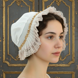 Spitzen/Batist Haube „Rénee“  -  Lace/Batiste Cap " Rénee"