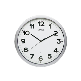 Wanduhr MAULstep, Funkuhr, Ø 40 cm, rund, silber