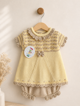 Felicia 2 teil. Strick Kleid mit Schleife   Nr.FSMS26/15
