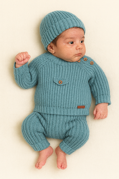 Mac Ilusion 3 teil. Preemie Feinstrickset mit Rippmuster Nr.FSJW25/F3/009