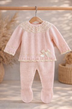 Felicia Preemie-Set rosa  mit Schleife –2-teilig Nr.866