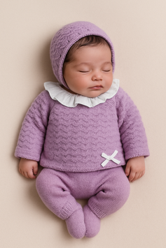 Mac Ilusion 3 teil. Preemie Feinstrickset mit Kragen Nr.FSMW25/F1/005
