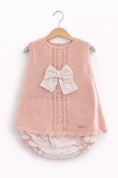 VISI Romantisches Babyset in zartem Rosa mit Schleife Nr.OMS26/24