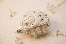 Barrette Nuage blanc doré pince clic-clac