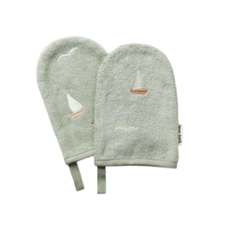DEAR APRIL paw gants de toilette / sailboats
