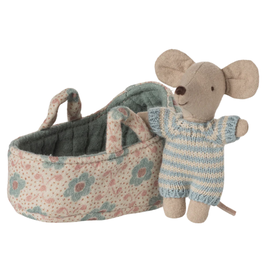 Maileg bébé souris dans son couffin / blue