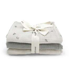 BABYSHOWER set de 3 langes / blue apricot